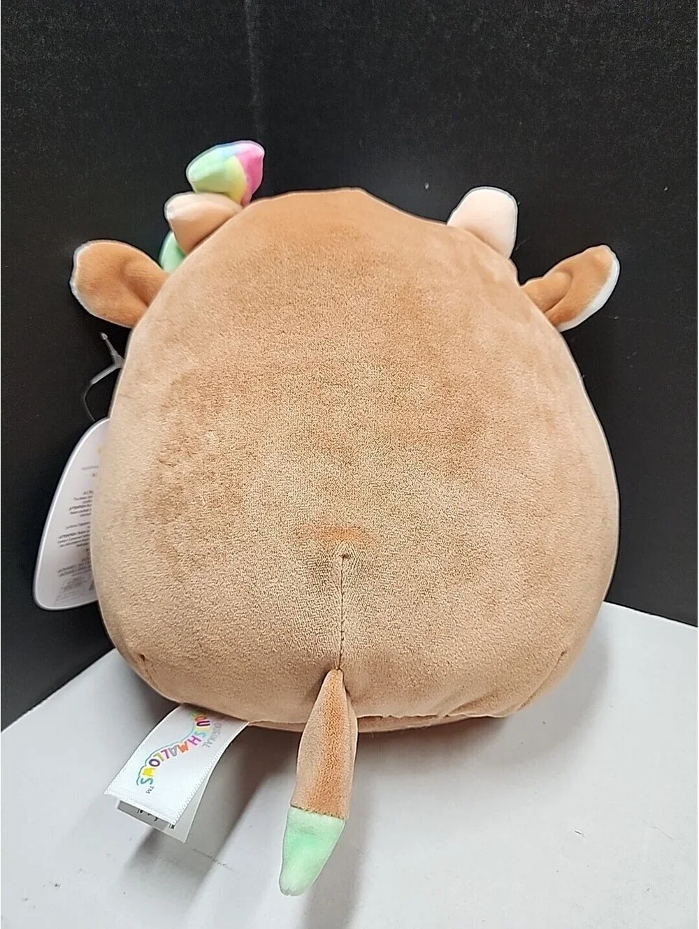 Squishmallows Griella the Winking Cow with Multi Color Bow Spots 7 Inch NEW NWT